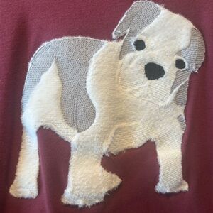 Maroon Tee with Bulldog Appliqué